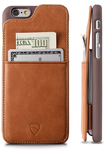 iPhone 6 & 6S Case, Vaultskin Eton iPhone 6 & 6S (4.7) Case Wallet [Cognac] Premium Wallet Case - Holds up to 8 Cards / Premium Genuine Leather