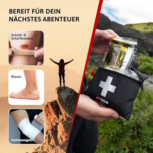 AUTDOOR® Erste Hilfe Set Light – ultraleicht & kompakt – entwickelt von Ärzten – Robuste Reiseapotheke für Wandern, Klettern & Wassersport – Notfalltasche mit Essentials