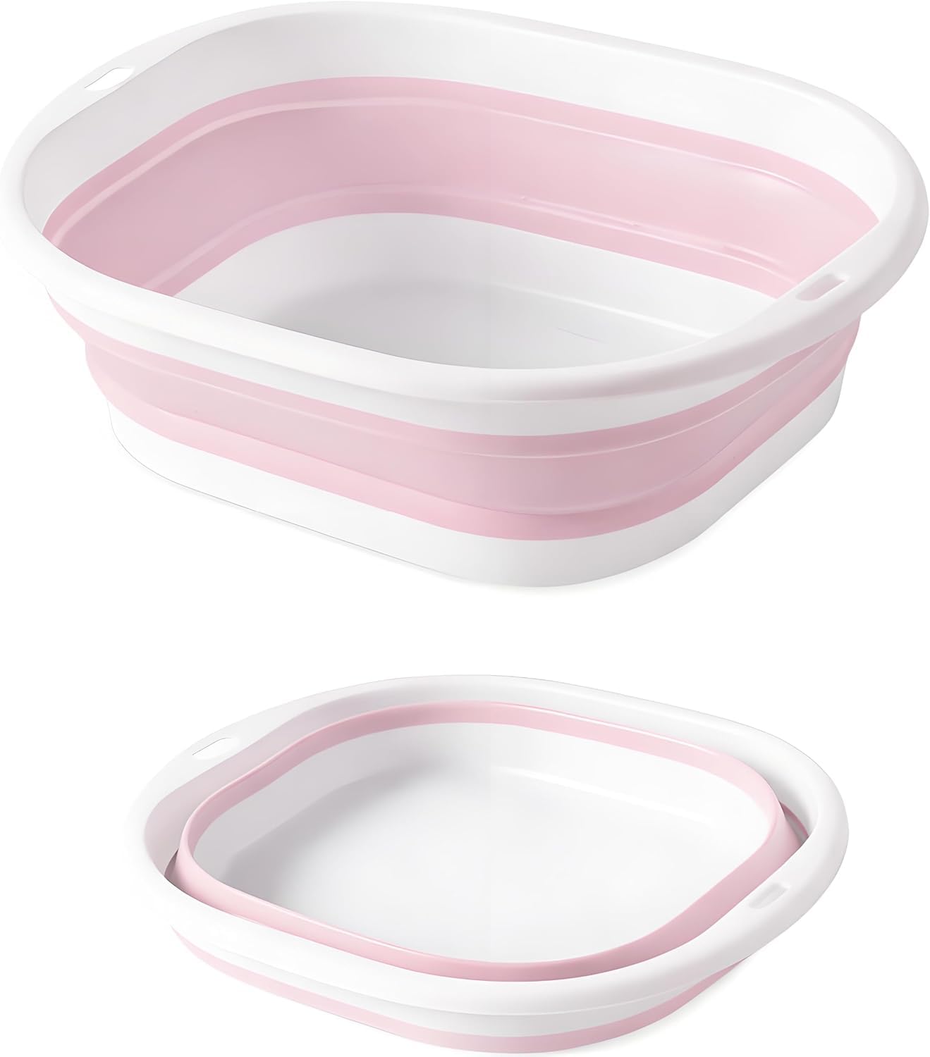 Muexoee 9L Foldable Sink, Durable and Portable Silicone-Plastic Dishwashing Basin, Lightweight and Easy-to-Carry Sink for Camping, Outdoor Activities, and Travel, Space-Saving (Pink)