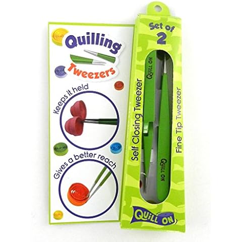 Quill On-Quilling Tweezers - Set of 2 - Quilling Tools-Combo Of Fine Tip tweezer And Self Closing tweezer- Essential Quilling Tool Cover