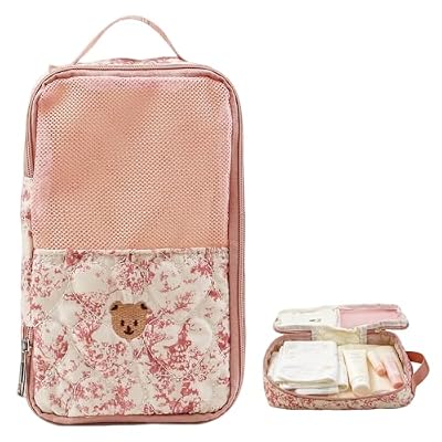 Xcvwj Diaper Bag Organizer Pouch, Portable Travel Diaper Pouch with Zipper for Stroller, Travel (Pink)