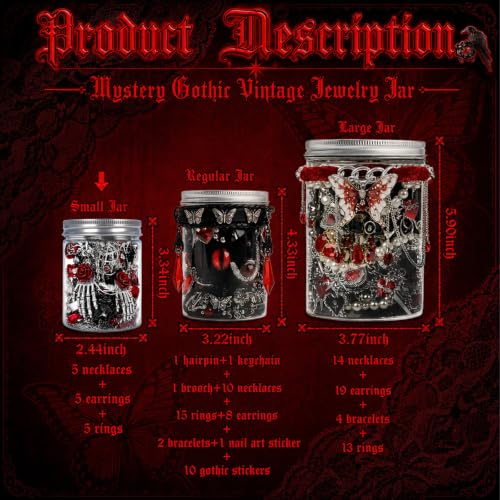 Image of SMUOBT Mystery Jewelry Jar Bundle - Surprise Vintage Jewelry Box for Women,Gift Jewelry Set (Necklace, Earrings, Rings,Kracelet,Keychain) - Unique Birthday Gift for Women