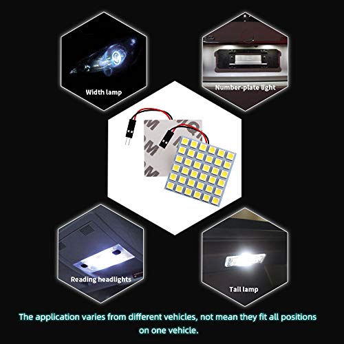 Grandviewtm White 10-Pack 5050 36Smd Led Panel Dome Light Auto Car Reading Interior Lamp License Plate Light(Dc-12V) + T10 Ba9S Festoon Adapter #TOP6