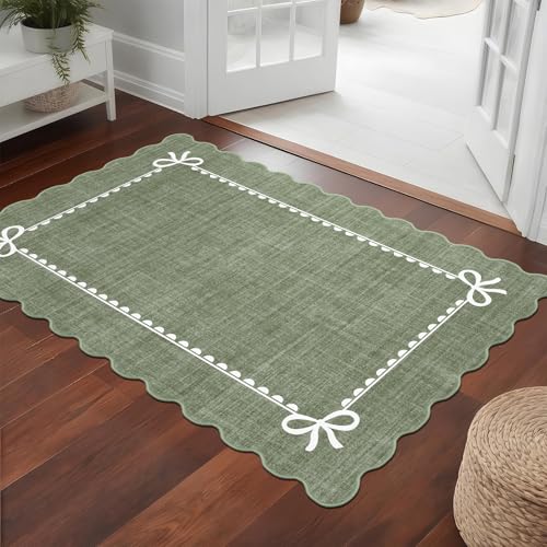 Green Porch Doormat Entryway rug-3x5, Farmhouse Waterproof Outdoor Rugs for Entrance Kitchen Balcony,...