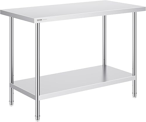 Miniatura 16 de VEVOR Mesa de preparación de acero inoxidable, 24 x 24 x 34 pulgadas, capacidad de carga de 700 libras, mesa de trabajo de metal resistente con 3