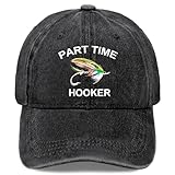 Funny Fishing Hats for Men Part Time Hooker Adjustable Cotton Baseball Cap Funny Trucker Hat for Guys Fishing Gift