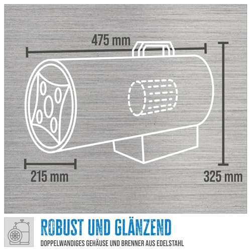 Güde 85006 Gasheizgebläse GGH 17 INOX (17kW, Edelstahlbrenner, Edelstahlgehäuse, Schlauch 1,5 m, Druckminderer)
