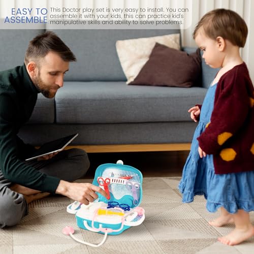 Image of Baybee Doctor Set Toy for Kids | Foldable Suitcase Pretend Play Kit with Medical Tools | Role Play Game for Boys & Girls 3+ Years (Blue)
