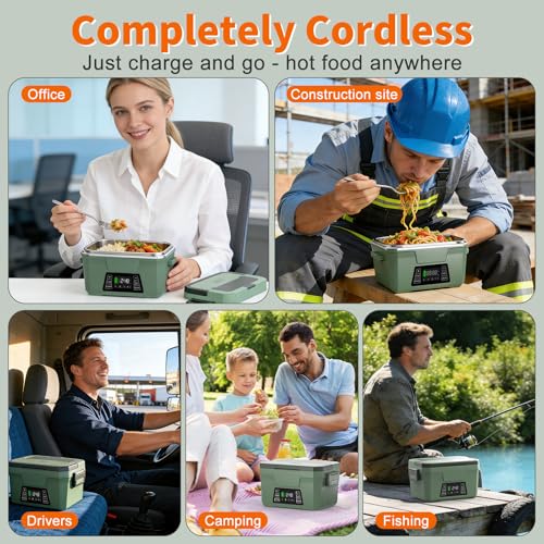 Monteka Cordless Electric Lunch Box for Adults, Rechargeable Heated Lunch Box with Scheduled Heating, Portable Food Warmer with Memory Function & Automatic Keep Warm, Christmas White Elephant Gifts by Monteka - Image 7