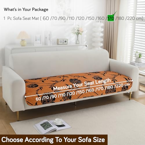 Image of HOKIPO 'Elira Series' Polyester Blend Water Repellent + Waterproof Quilted Sofa Mats | Make Your Own Sofa Cover Set | Length 170cm - Copper Brown Floral (AR-5248-C8)