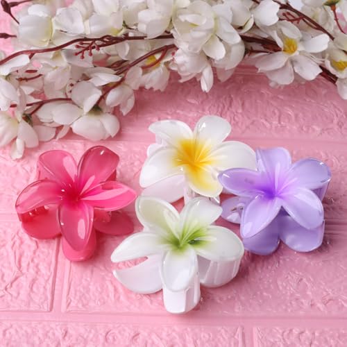 Image of ANNA CREATIONS 4 Pcs Korean Fashion Flower Glossy Hair Claw Clip for Thick & Thin Hair Strong Hold Hair Clutcher Accessories for Women & Girls