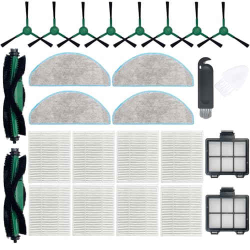 LOVECO Replacement Parts Compatible for iRobot Roomba Combo Essential Y0140 Y0110 Q0120 Q0110, Q052 Combo Essential Vac 2, 2 Roller Brush, 8 Hepa Filters, 8 Side Brush, 2 Primary Filter, 4 Mop Pads