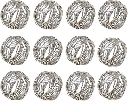 Divine Glance Metal Mesh Napkin Rings Set for Dining Silver Set of 12