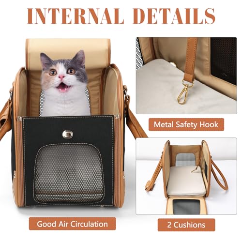 Image of Dog Carrier Purse, Pet Carrier, Foldable Waterproof Premium Nylon Pet Travel Portable Bag Carrier for Cat and Small Dog Home /Outdoor Medium Black
