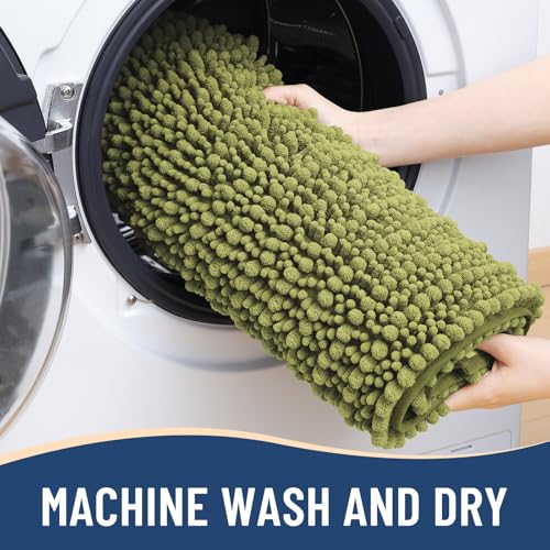 Image of Arotive Luxury Small Bathroom Rugs 24x16, Extra Soft Thick Absorbent Shaggy Chenille Bath Rugs, Machine Wash Dry, Bath Mats for Bathroom Floor, Tub and Shower, Home Decor Accessories, Willow Green