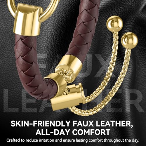 Image of Leather and Metal Band Compatible with Apple Watch Bands for Women,Adjustable Designer Cute Stylish Strap for iWatch Series11 /10 /9 /8 /7 /6 /5 /4 /3 /2 /1 /SE /Ultra