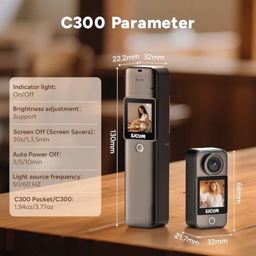Image of SJCAM C300 4K Wearable Vlogging Camera,7H Recording POV Cam for Daily Vlogs | Dual Stabilization powered by 6-Axis Gyro+EIS, Dual Touch Screen,,8X Zoom,30M waterproof