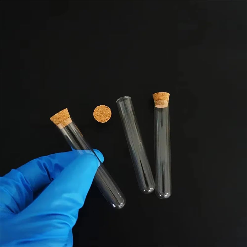 probówki z przezroczystego szkła, Szklane probówki z korkami, 12 x 75 mm, opakowanie 48 sztuk