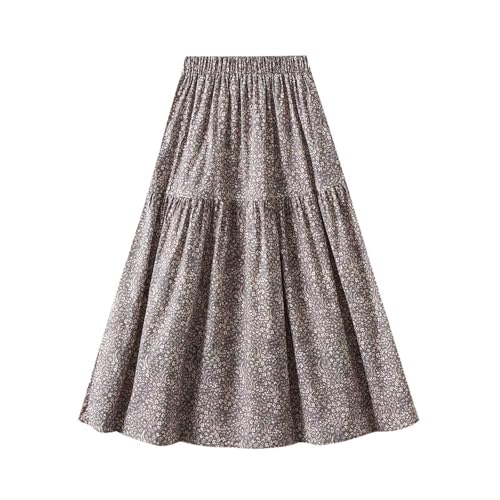 Womens Printing Midi Skirt Elastic High Waist Pleated Skirts A-line Casual Skirt Boho Prom Party Long Skirts 2025