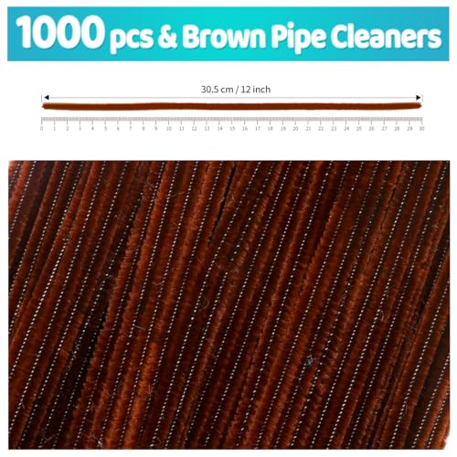 Image of IOOLEEM 1000pcs Dark Brown Pipe Cleaners Bulk for Crafts | Chenille Stems for DIY Flower Making & Festival Decor & Party Projects, Pipe Cleaner Crafts, Art and Craft Supplies