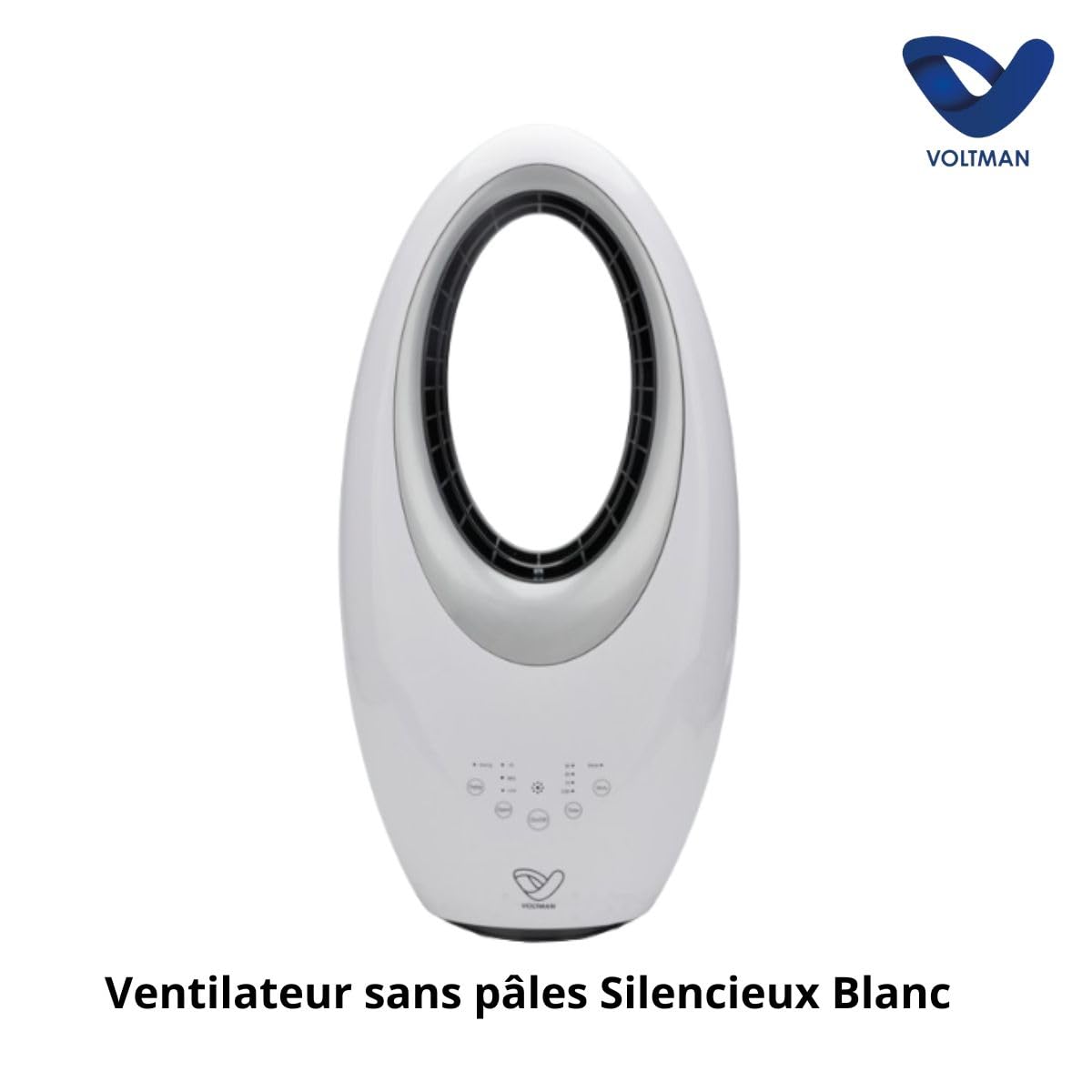 Voltman - Ventilateur colonne Blanc silencieux et oscillant - 60W - Télécommande 3 vitesses