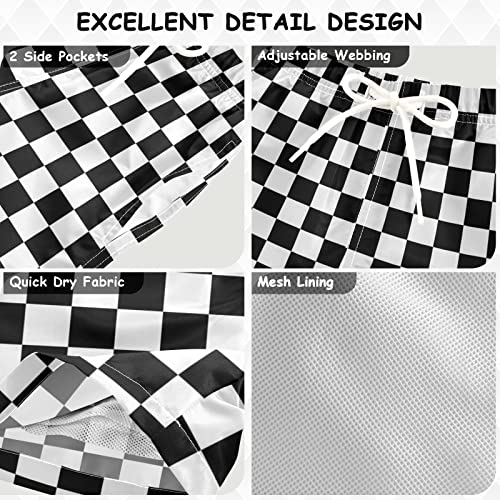 Boys Swim Trunks Black White Buffalo Check Plaid Toddler Swim Shorts Bathing Suit Swimsuit Toddler Boy Swimwear 2T 202057203