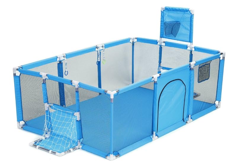 Cercado Infantil Retangular Grande para Bebê Seguro com Tela Transparente Sem Pontas Fácil de Montar