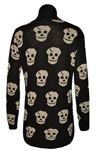 Thever Women Ladies Halloween Skull Skeleton Print Open Front Knitted Cardigan2