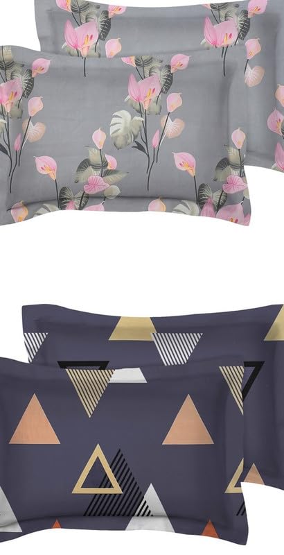 Image of BSB HOME Present Designer Printed 4 Piece 100% Pure Cotton Pillow Cover Set- 20 inch X30 inch Inches, (Multicolor,Light Grey Dark Grey)