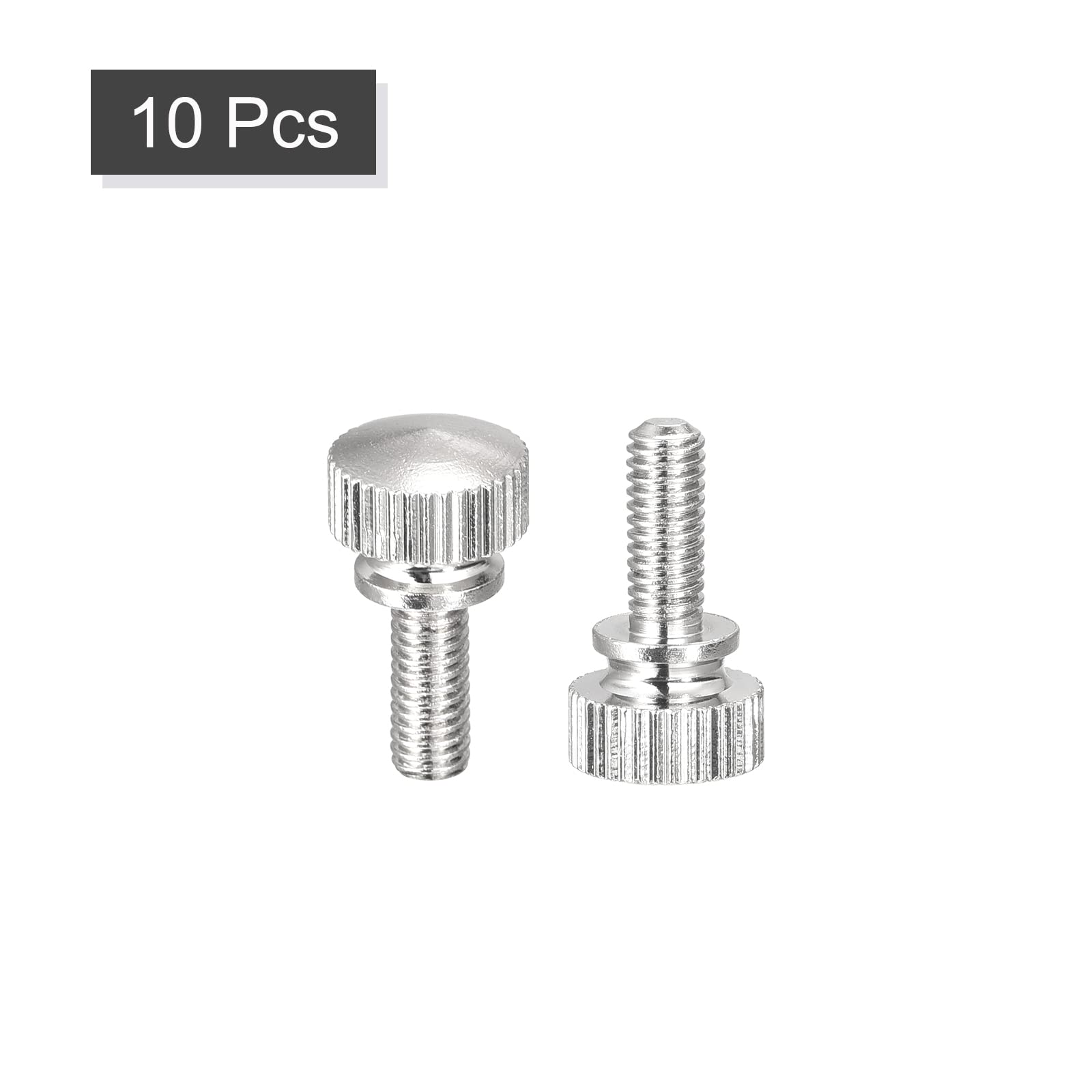sourcing map Moleté Pouce Vis, M4x12mm Laiton Fendue Filetage Épaule Boulons Grip Boutons Attaches, Nickel Plaqué 5Pcs