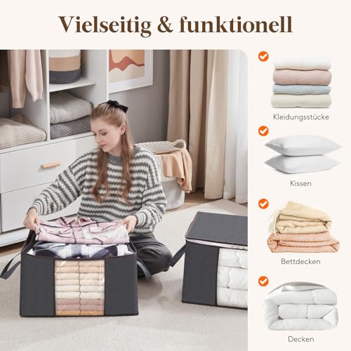 Lifewit 3 Stück 90L Große Aufbewahrungstasche Schrank Organizer Set, Faltbar Kleideraufbewahrung mit verstärkt Griff, stabilem Reißverschluss für Kleidung, Bettwäsche, Bettdecken, Steppdecke, Kissen