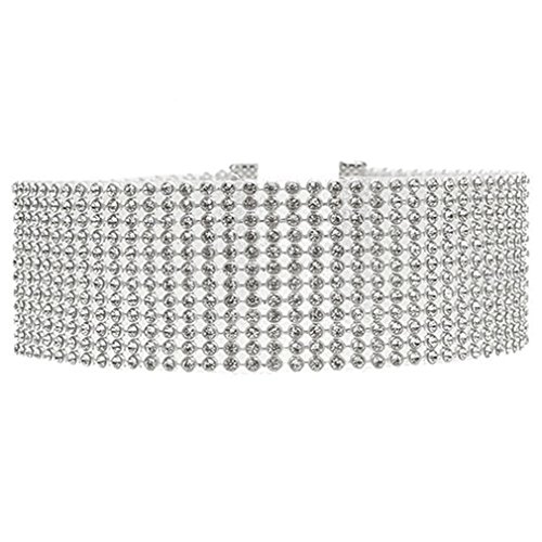 Rurah Women Clavicle Chain Necklace, Women Rhinestone Chain Necklace Short Necklace Pendant Clavicle Chain Choker Charms Necklace,6#