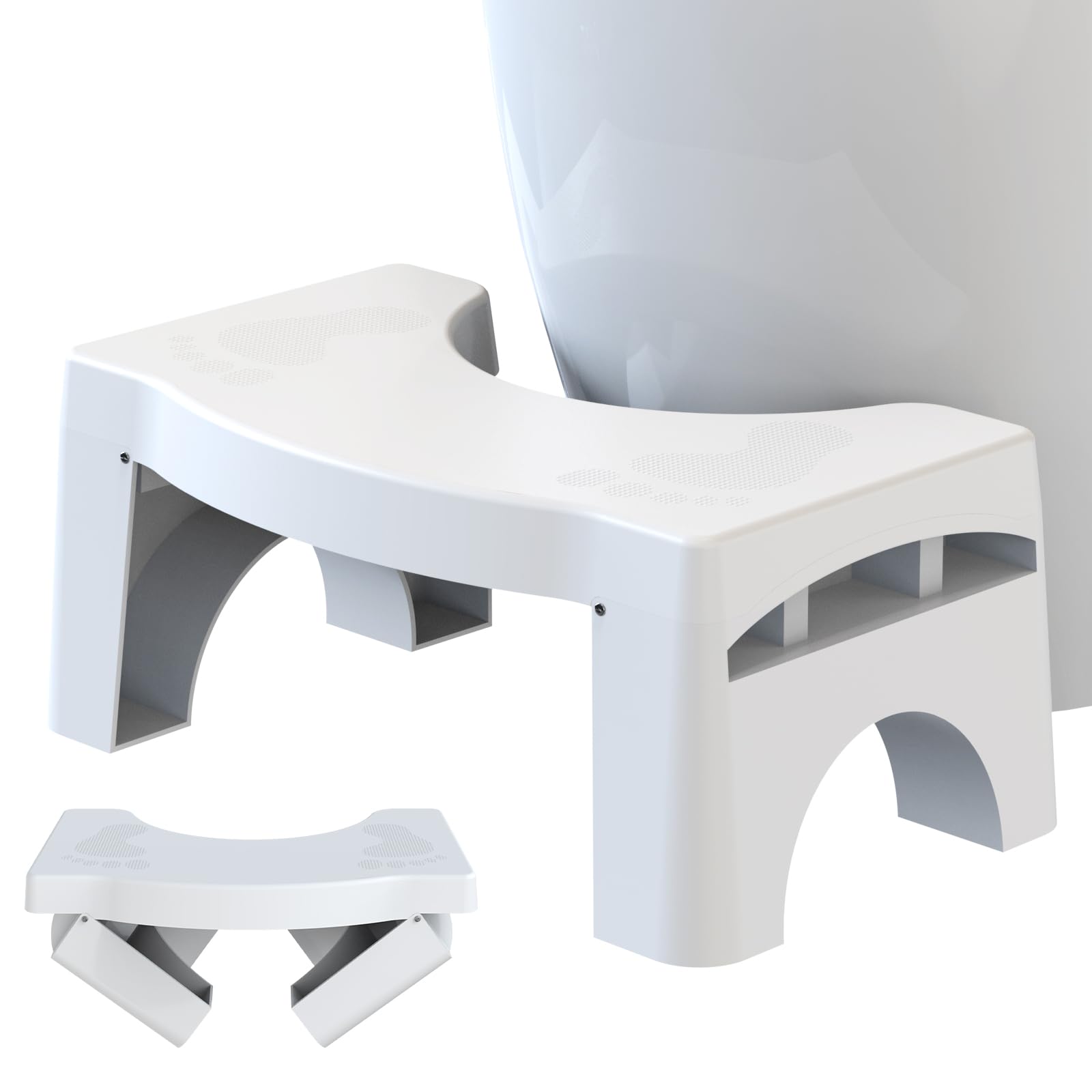Foldable Toilet Stool, 7" Heavy Duty Portable Potty for Bathroom, Non-Proof Pooping Stool Toilet Assistance Step Stool for Squatting Posture