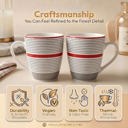 Image of U.P.C. U.P.C.Milk Mug Set of 2 | Ceramic & Bone China Coffee Milk Cups | Designer Printed Tea Coffee Mug Set | Large Capacity Milk Mugs | Microwave Safe Cup Set | Kitchen Drinkware Gift Set