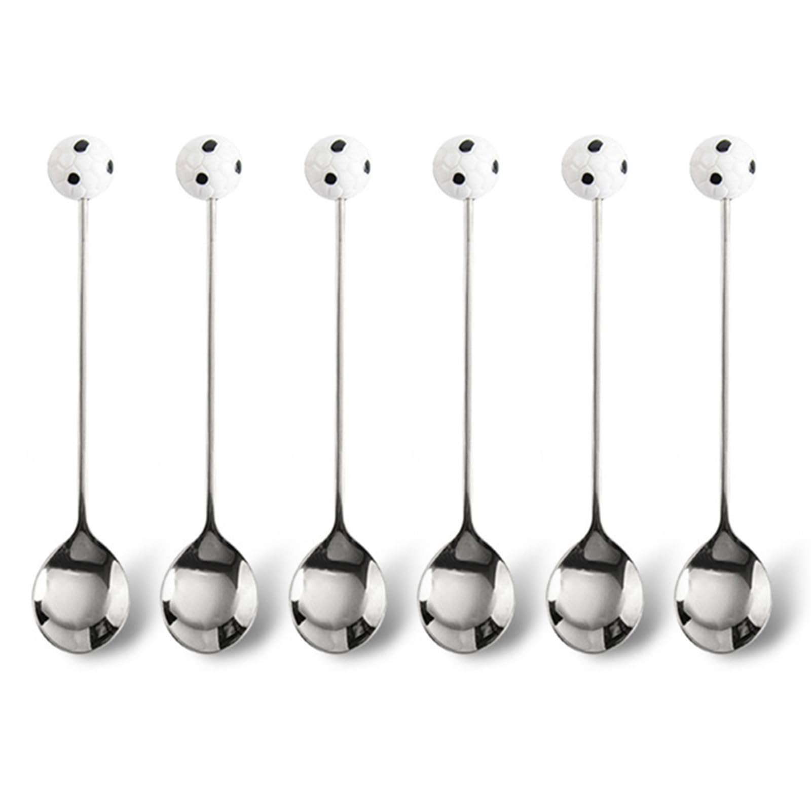 Tsophreniq Of 6 Stainless Steel Fruit Forks Football Themed Coffee Spoon Stirring Spoon Small Fruit Fork Dessert Spoons/Forks Dessert Spoons