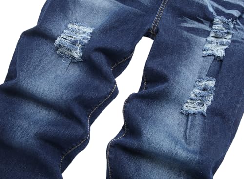 Image of QIMYUM Men's Wide-Leg Baggy Flex Jeans Relaxed Loose Fit Long Denim Pants