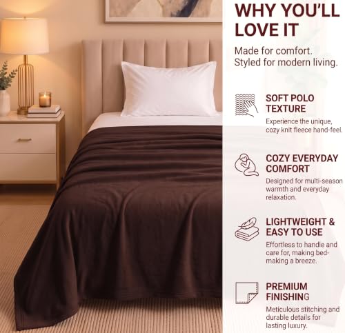 Image of HOMEKART 300 TC All Season Solid /Plain Lightweight Polar Fleece Single Bed Blanket (152 x 230 cm), Brown