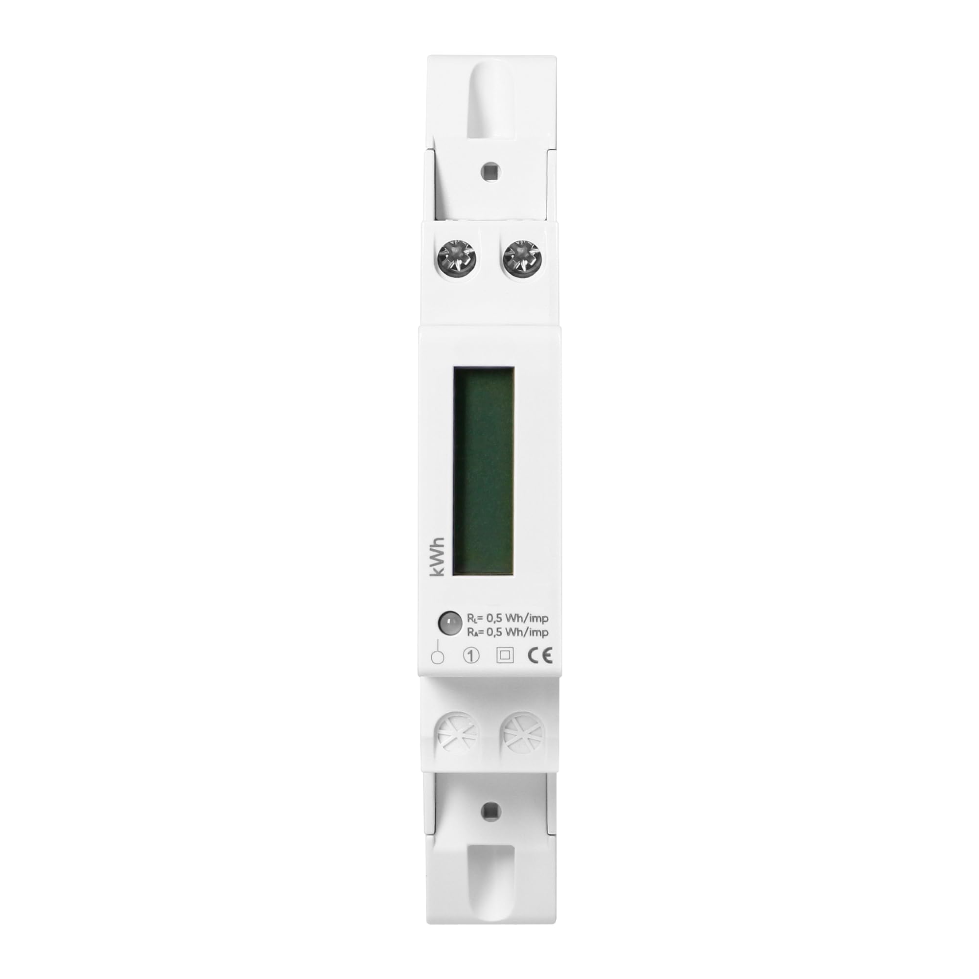 1-fazowy Wskaźnik Zużycia Energii Elektrycznej 40A 50Hz Szerokość 1 Moduł 2000imp/kWh Montaż Szyna DIN TH-35mm (wskaźnik cyfrowy LCD 6+1)