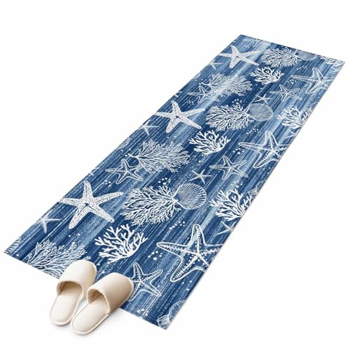 DecorLovee Tapete Pasillo 2'x6' Antideslizante Azul Marino miniatura 2