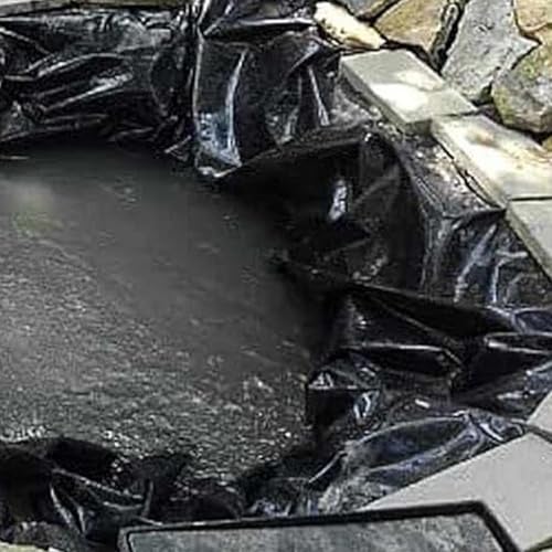 BOELLRUNO PVC Teichfolie 2M X 2M Schwarz HDPE Teichfolien Schwerlast, Dichtungsfolie Teichmembran Schwimmteich Folie Gartenteich Teichplane für Fischteiche Brunnen Wassergarten und Wasserfall (A)