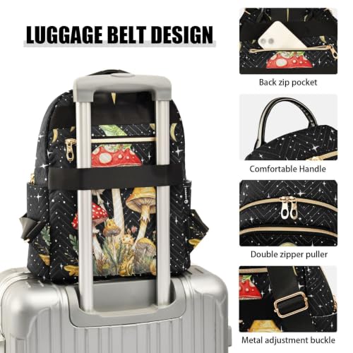 Image of Mushroom Frog Quilted Backpack Purse for Women Fashion Small Backpack M | Shoulder Bag Travel Casual Daypack