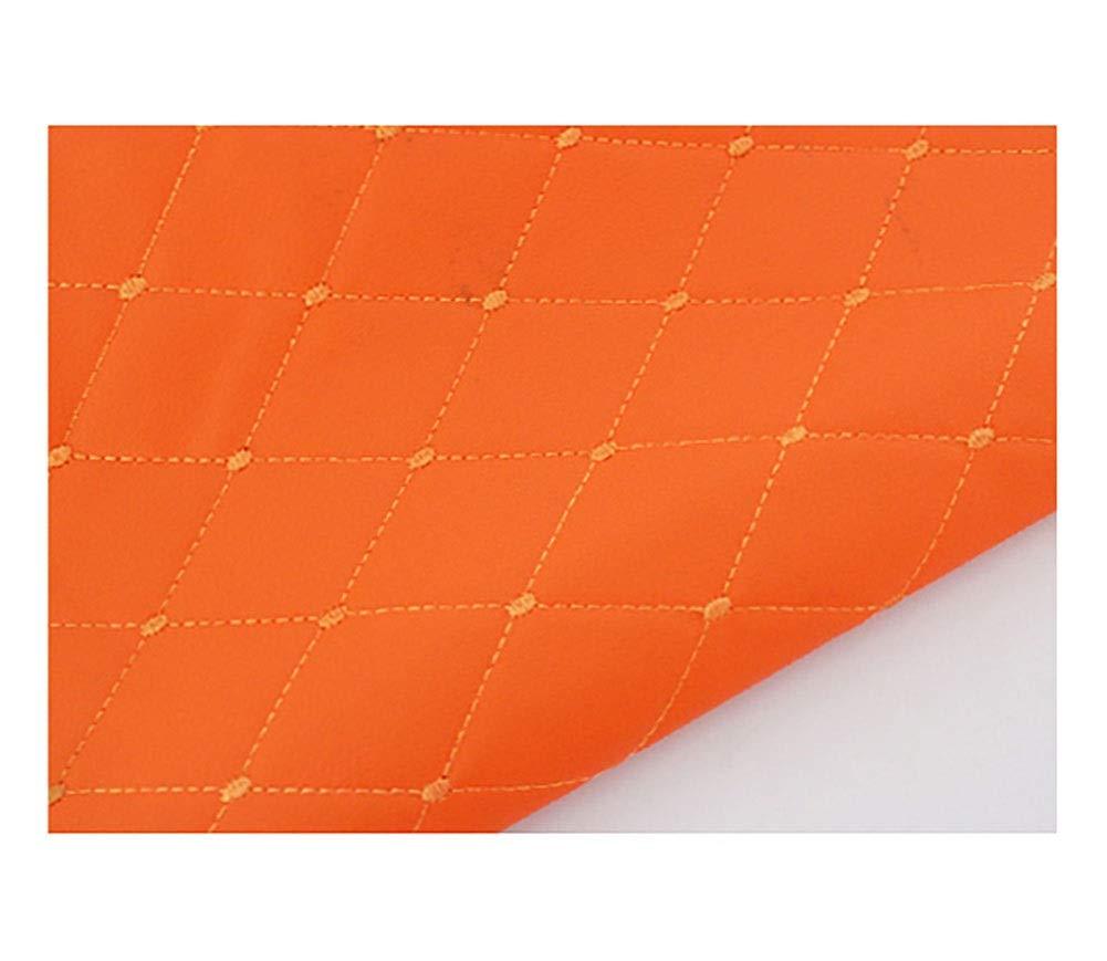 Tela de tapicería de piel sintética de alta calidad con tacto pesado, material de piel sintética de diamante en color naranja, 1,5 x 20 m