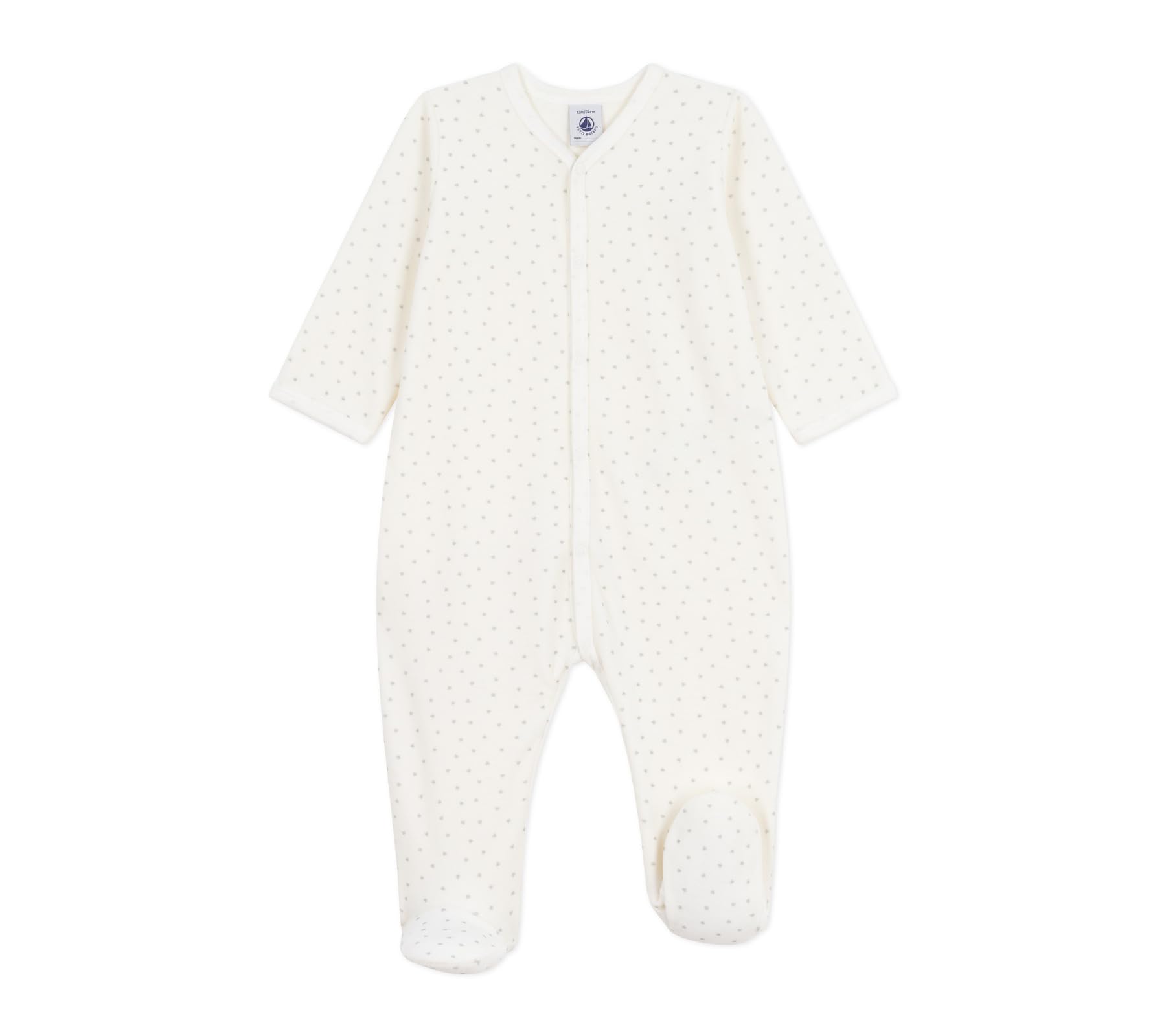 Petit Bateau Pyjama bébé en Velours imprimé Petits cœurs