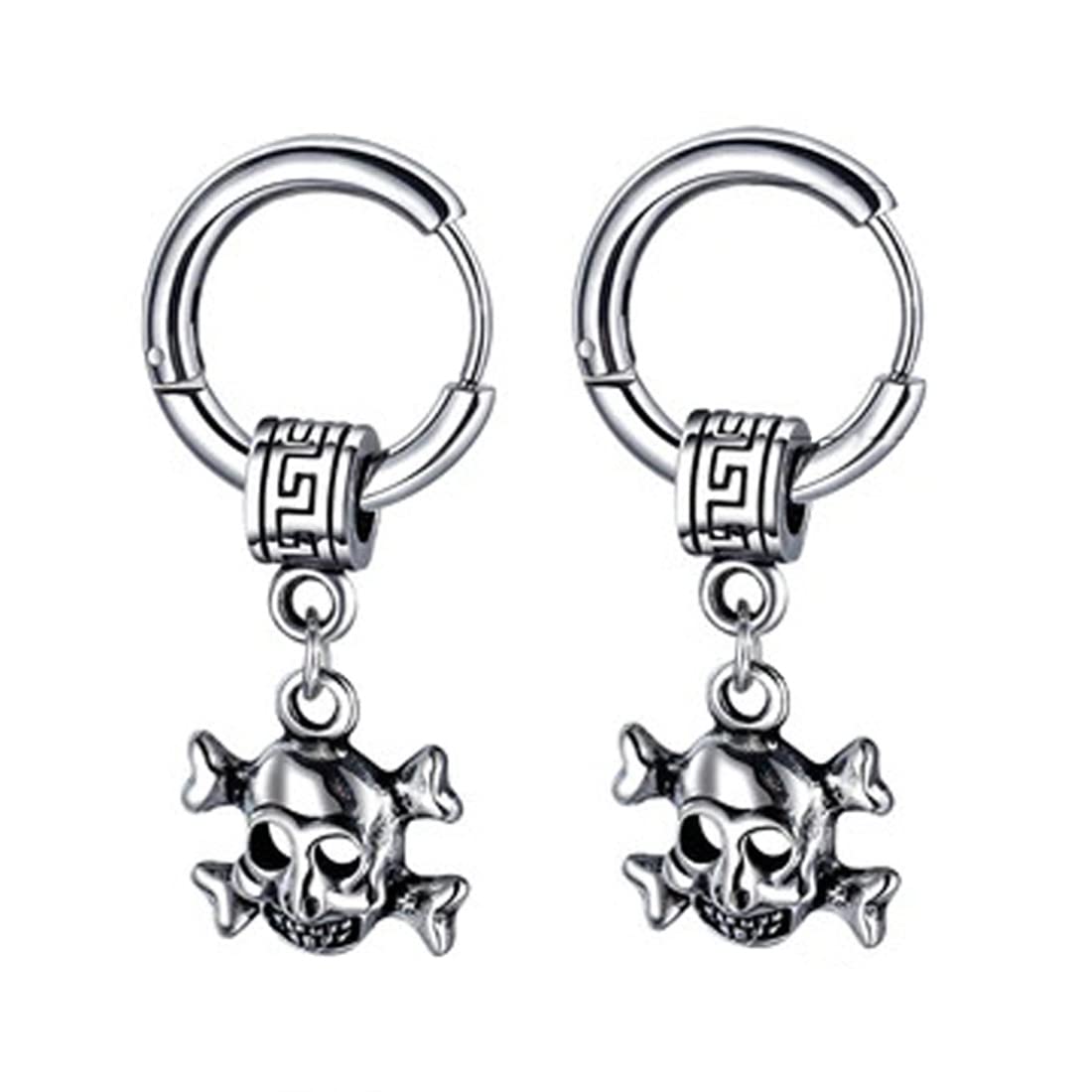 M Men Style Men Gothic Skeleton Head Dangle Huggie Punk Titanium Steel Piercing Jewelry Silver Stainless Steel Earrings For Men And Women SEr202242 (B09ZYCZX1C) Amazon Price History, Amazon Price Tracker