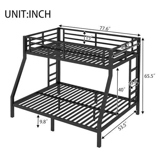 Black Twin Over Full Bunk Bed with Ladder and Guardrail