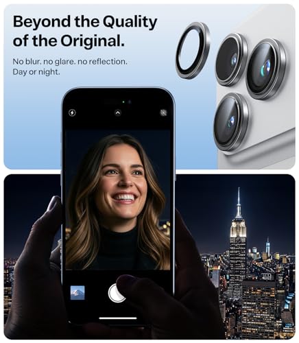 Image of TORRAS 3-Year Ultimate Durability for iPhone 17 Pro Max /17 Pro Camera Lens Protector-1:1 Invisible Fit & Ultra Clarity, Military-Grade 9H+ Aerospace Glass Anti-Scratch Easy Installation,Gray