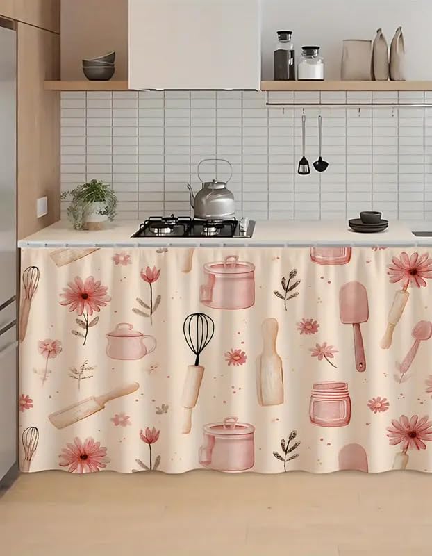 Premium Printed Kitchen Counter Curtain with Rod Pocket (Velan Sink Curtainn)-image-12