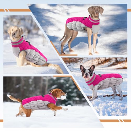 Image of Dog Winter Jacket Cozy Reflective Waterproof Windproof Warm Pet Garment,Comfortable Cold Weather Fleece Apparel Outfits with Zipper Closure for Small Medium Large Dogs Puppy Walking,X-Small