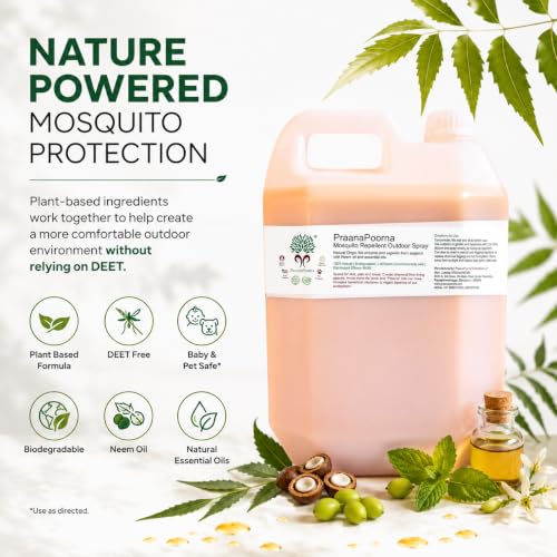 Image of Natural Mosquito Repellent Spray 5L | Plant Based DEET Free Outdoor Protection | Baby & Pet Safe | Natural Essential Oils | Biodegradable Formula | Garden Parking Camping Outdoor Use