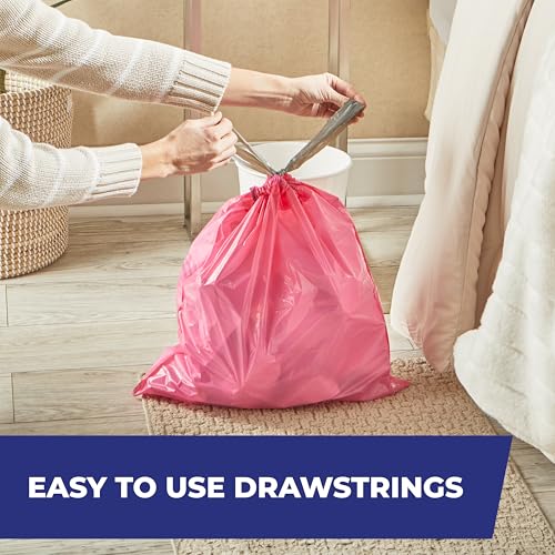 Image of Hefty Small Trash Bags, 4 Gallon, Pink, Fabuloso Watermelon Scented Garbage Bags with Drawstring Closure, 20 Bags (Pack of 3)
